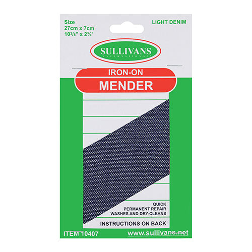 Iron on Menders 27mm x 7mm Light Denim