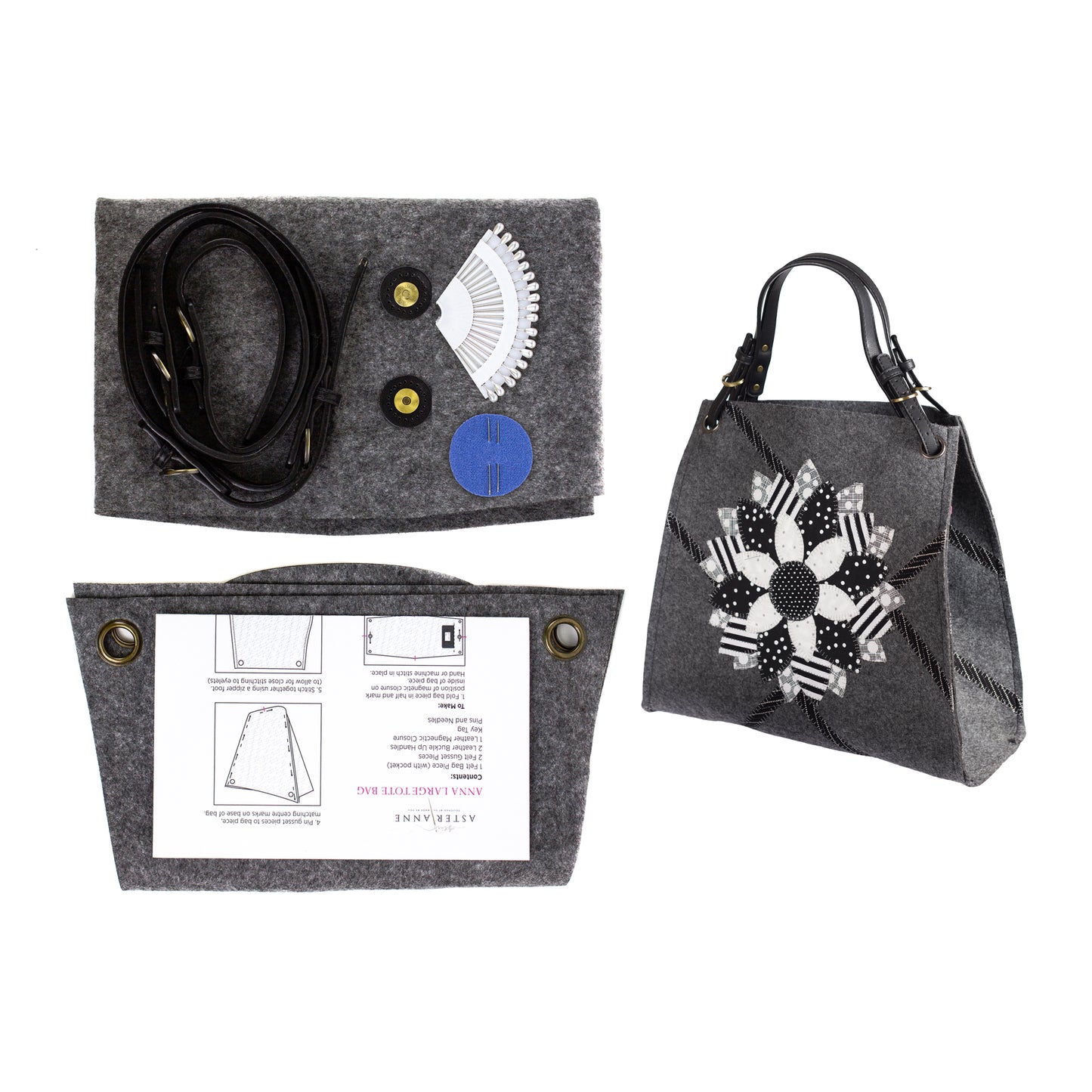 Anna Large Tote Bag - Pre cut felt kit | Aster Anne