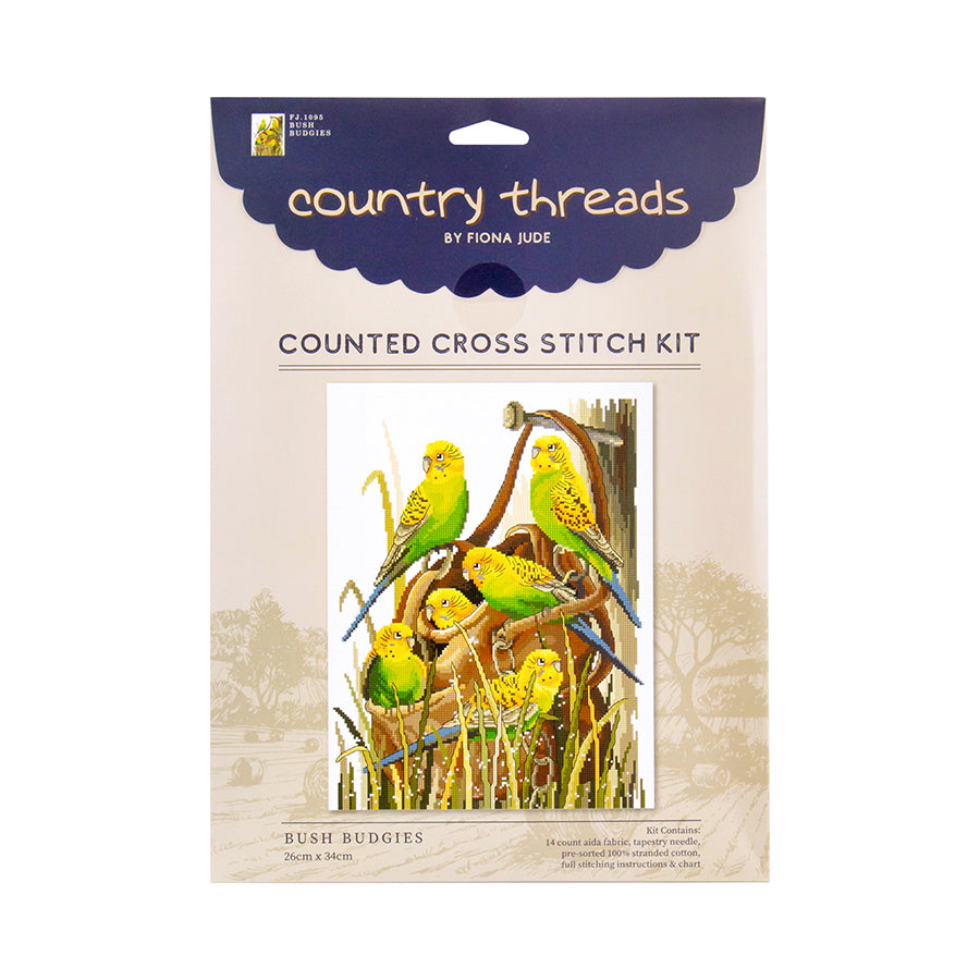 Bush Budgies - Cross Stitch