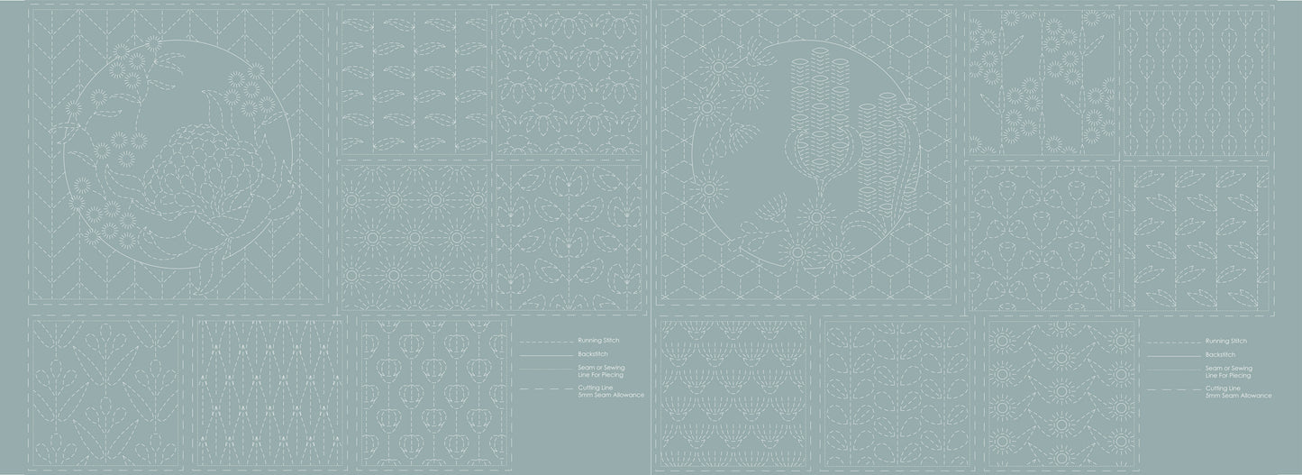 Sashiko Botanical Panels - Notre Dame