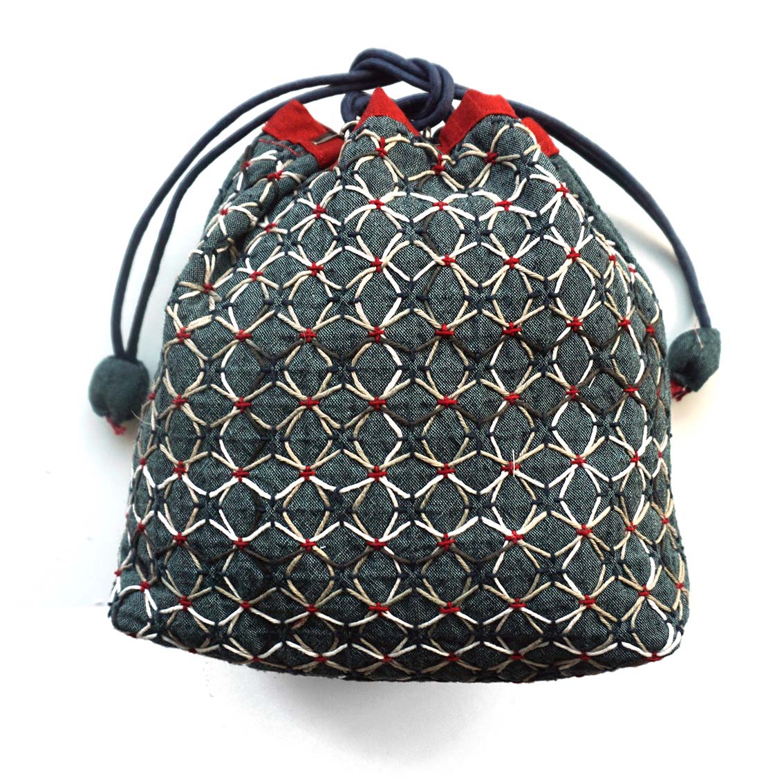 Weaving Sashiko Drawstring Bag