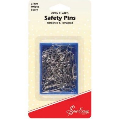 SEW EASY HANGSELL Safety Pins 27mm 100pcs Size 0