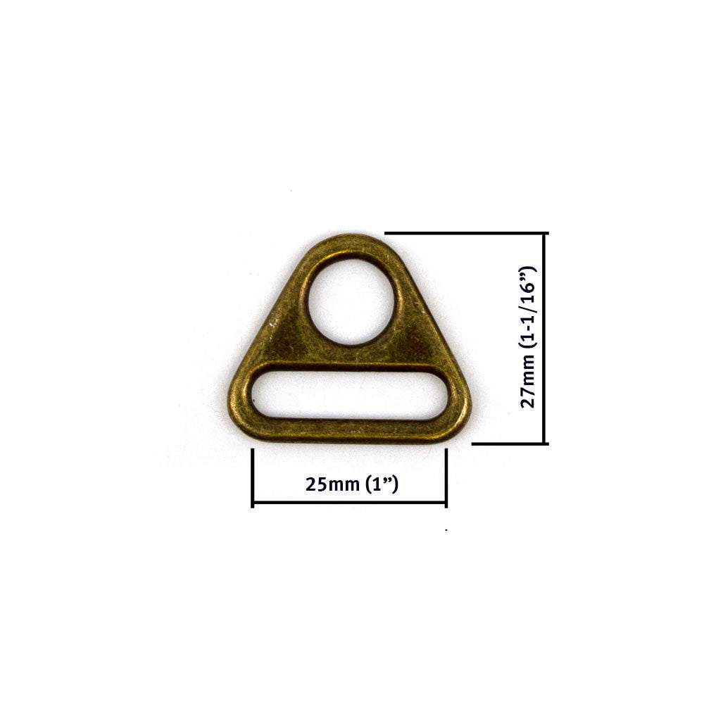 Antique Brass Triangular Ring 25mm (1") - 2pkt