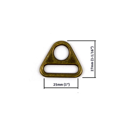 Antique Brass Triangular Ring 25mm (1") - 2pkt