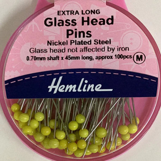 HEMLINE - Extra Long Glass Head Pins 070mm x 45mm approx. 100pcs