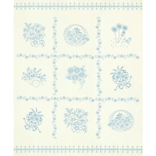 Daisy's Bluework Embroidery Panel | Fabric