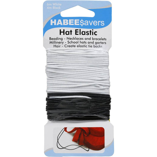 HABEE SAVERS Hat Elastic 4m Black & 6m White
