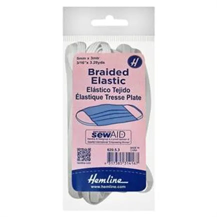 HEMLINE - Braided Elastic 5mm x 3m white