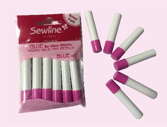 SEWLINE - Fabric Glue Pen Refills - 6 glue sticks assorted colours