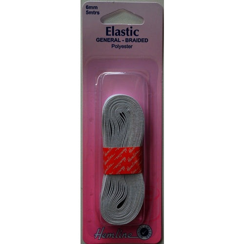 HEMLINE - Braided Elastic White 6mm x 5m