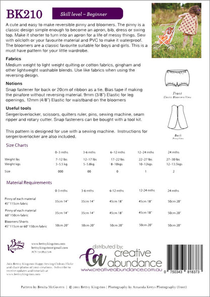 Reversible Snap Pinny & Bloomers- Betty Kingston