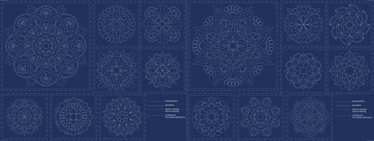 Sashiko Mandala Panels - Navy