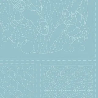 Sashiko Ocean Panels - Blue Lagoon