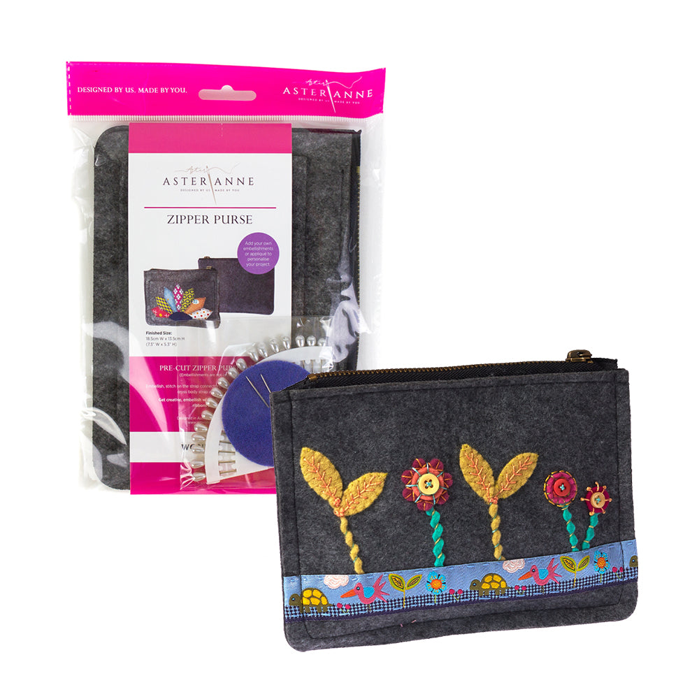 Zipper Purse - Pre cut felt kit | Aster Anne