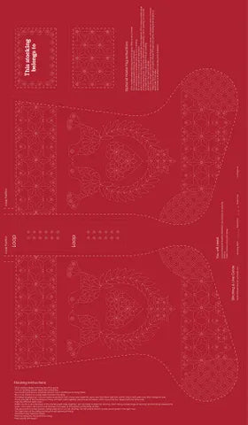 Sashiko Stocking Linen Panel | Red