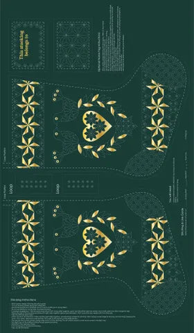 Sashiko Stocking Linen Panel | Green