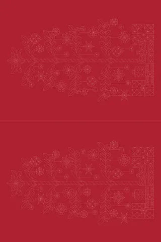 Sashiko Tree Linen Panel | Red
