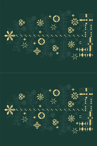 Sashiko Tree Linen Panel | Green