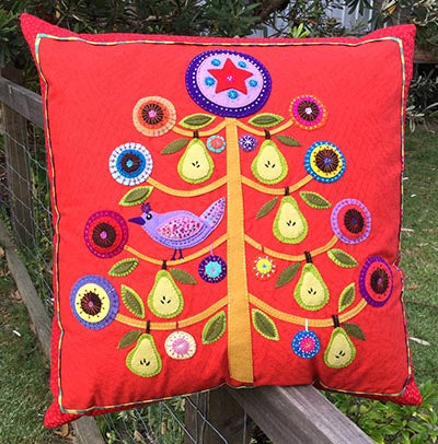 Partridge in a Pear Tree Cushion by Wendy Williams